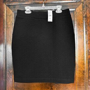 LOFT Black Floral Textured Pencil Skirt